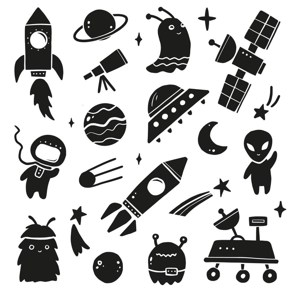 Cute cartoon Space set with object vector