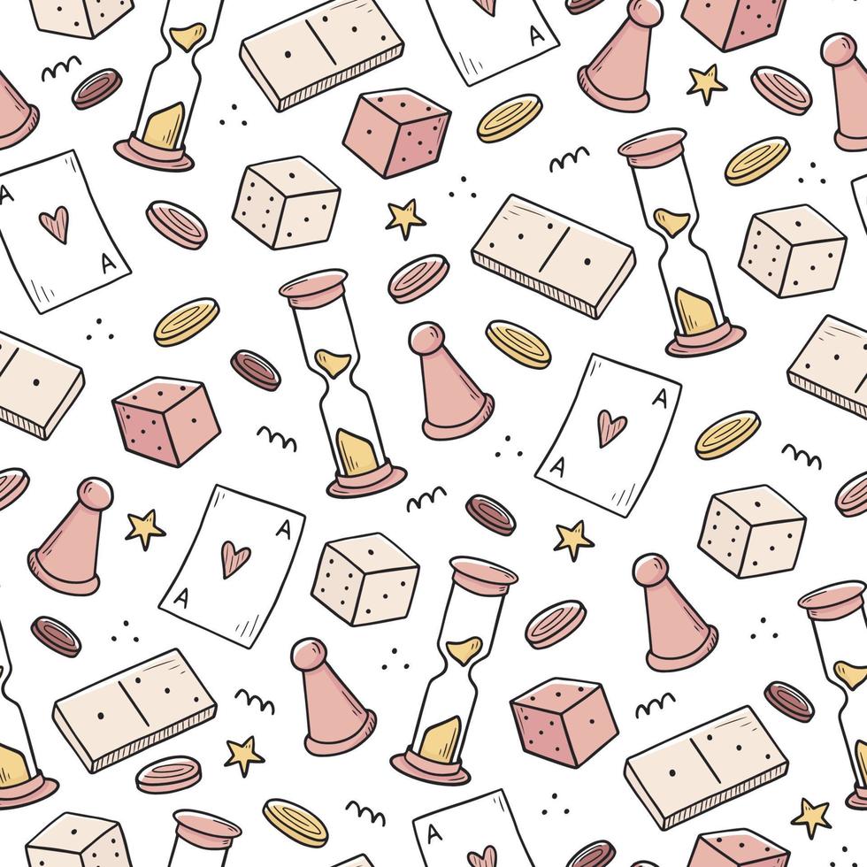 Hand drawn seamless pattern of board game vector