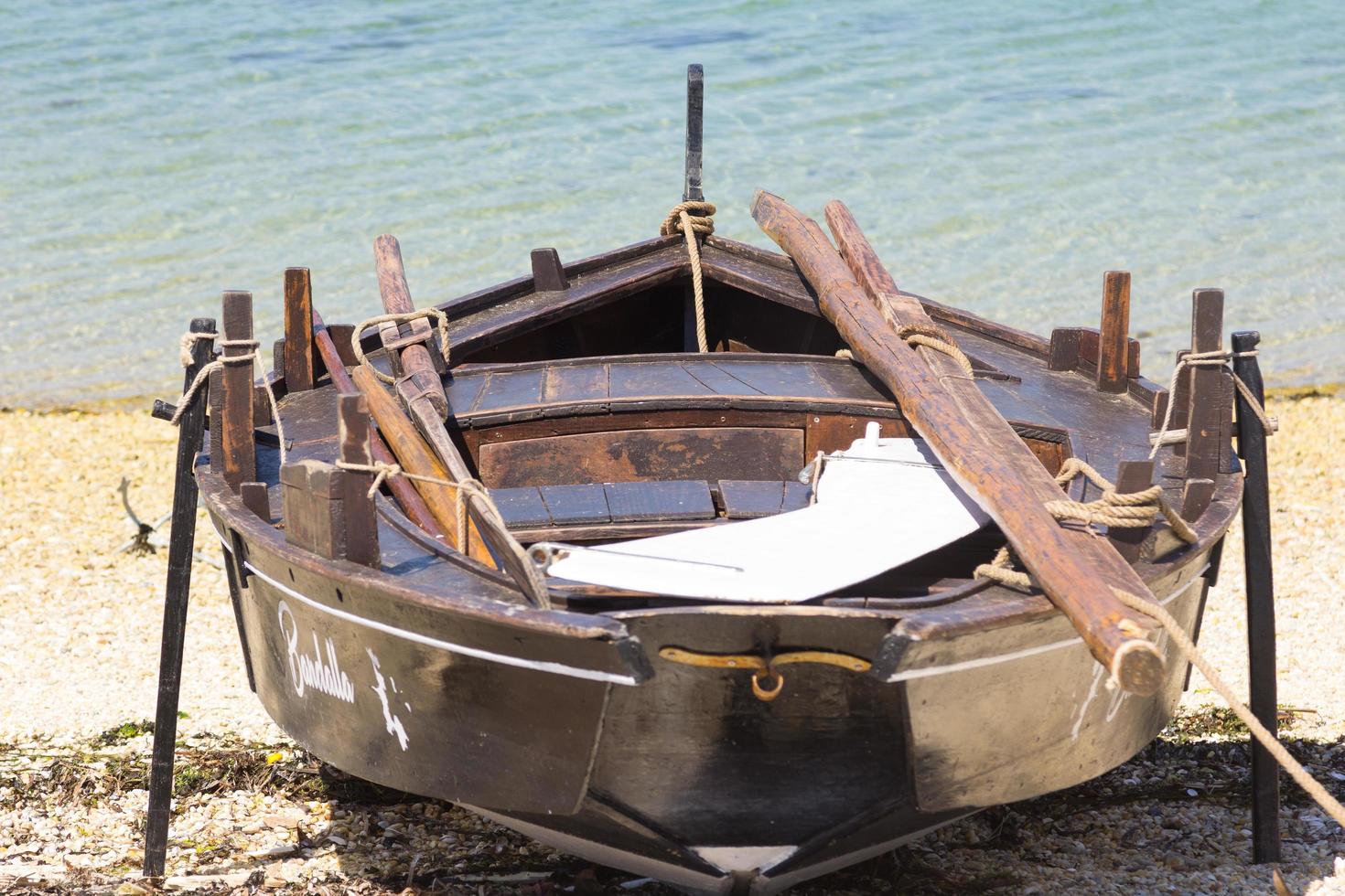 Rustic wooden fishing boats photo