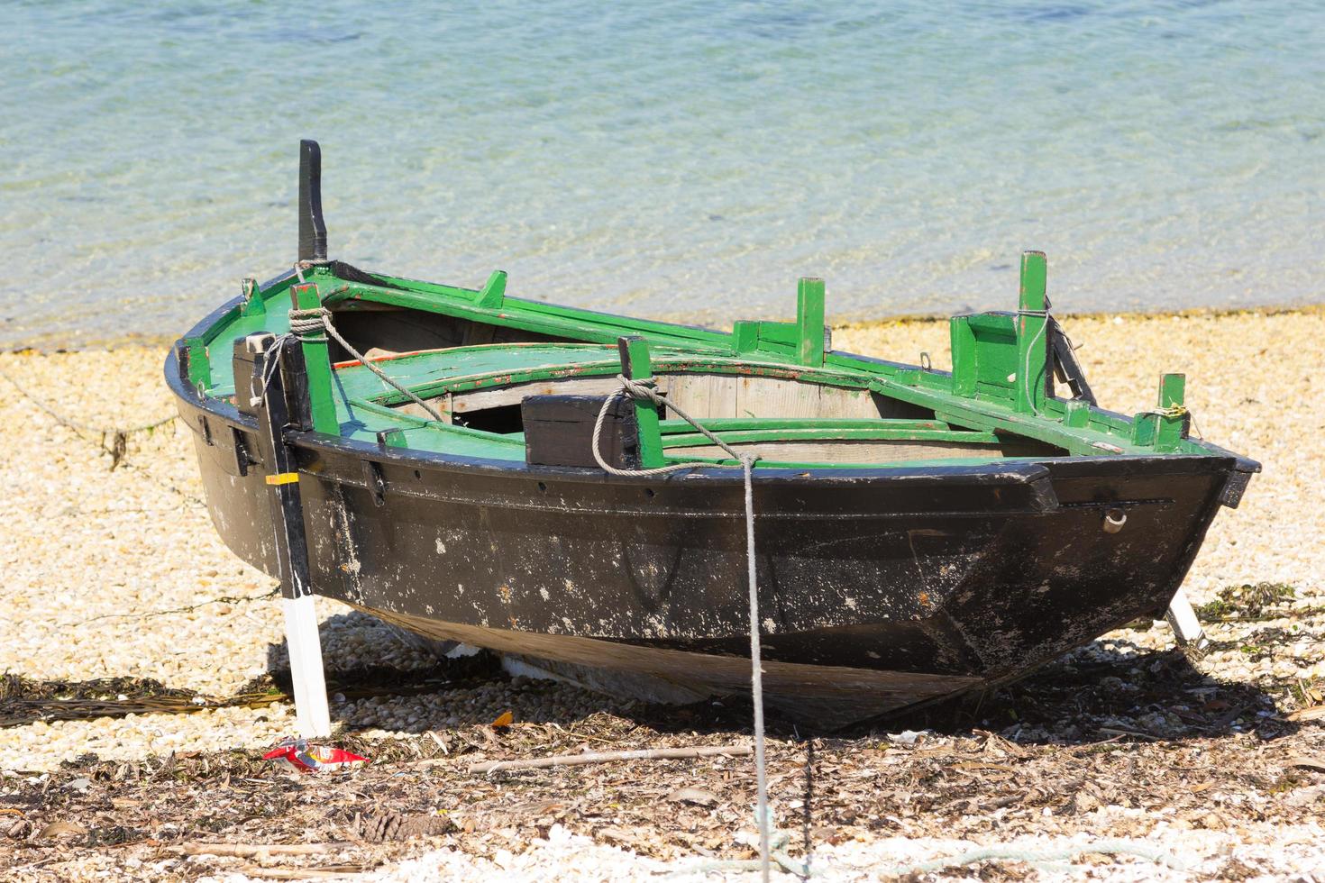 Rustic wooden fishing boats photo