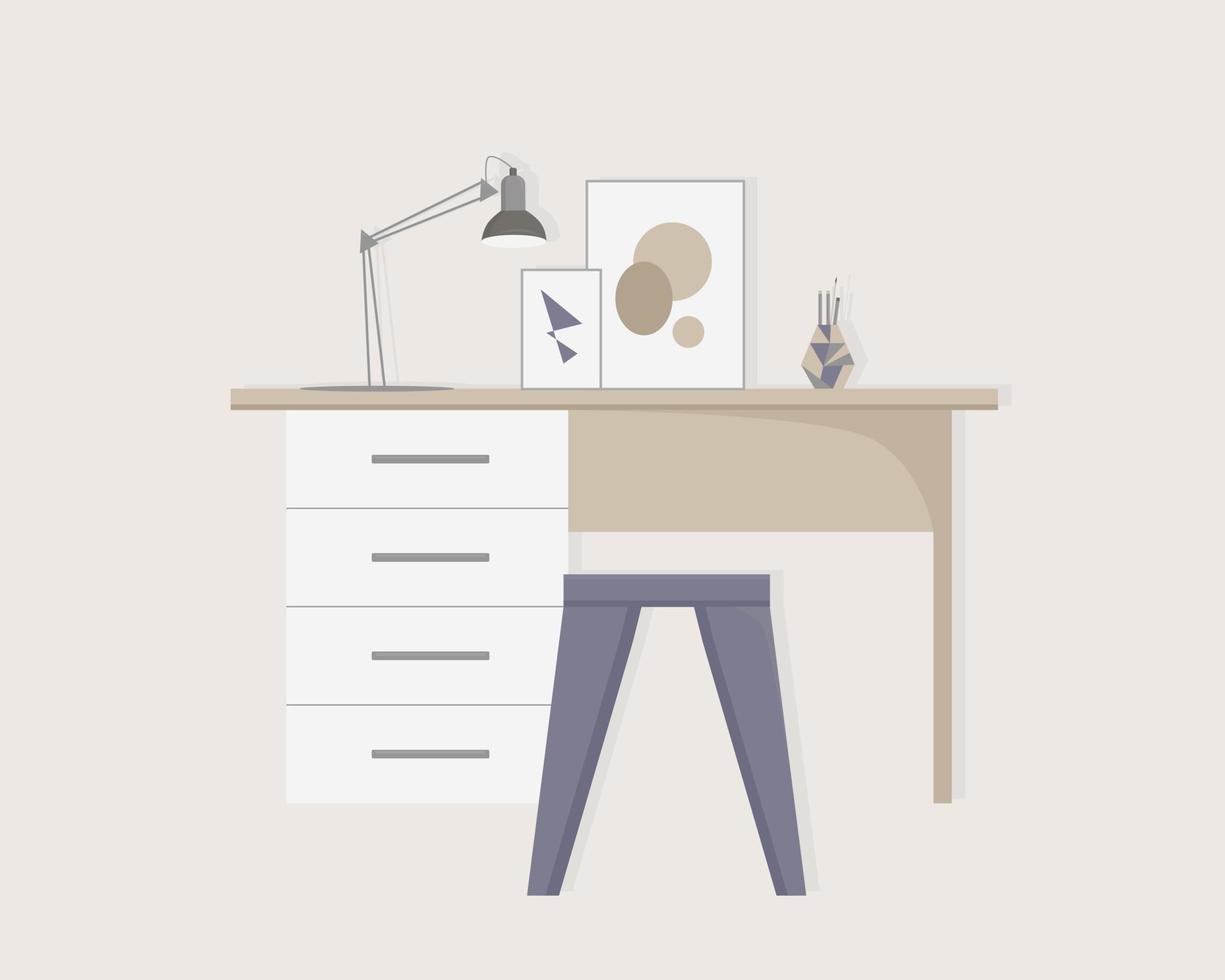 Modern workplace at home. vector