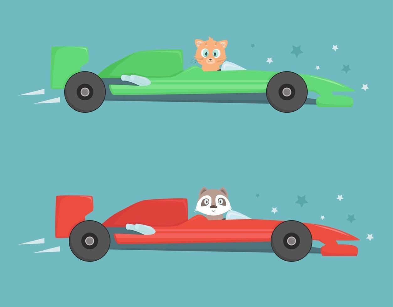 Set of two sports cars in side view. vector