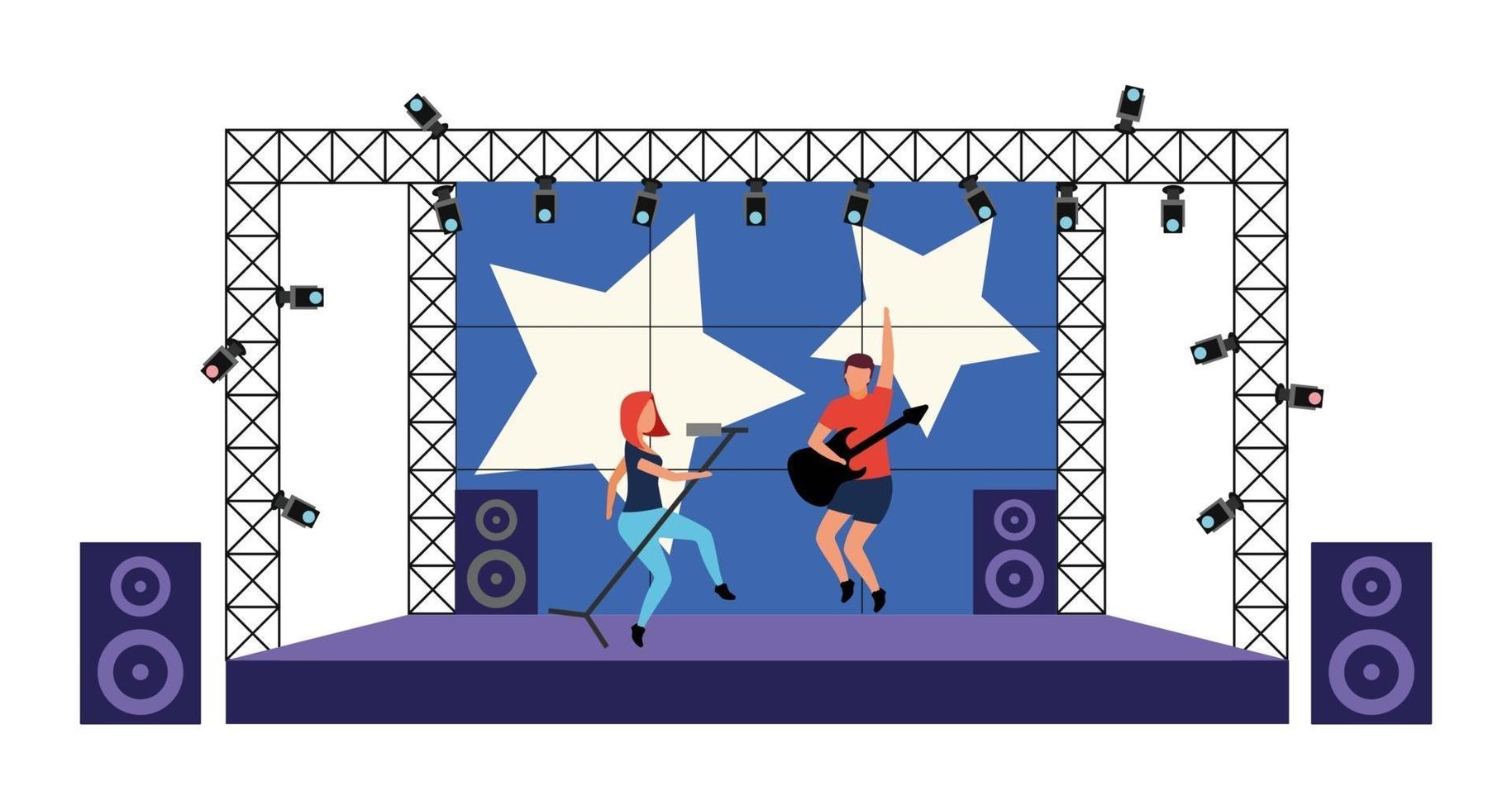 Live rock concert flat concept vector illustration