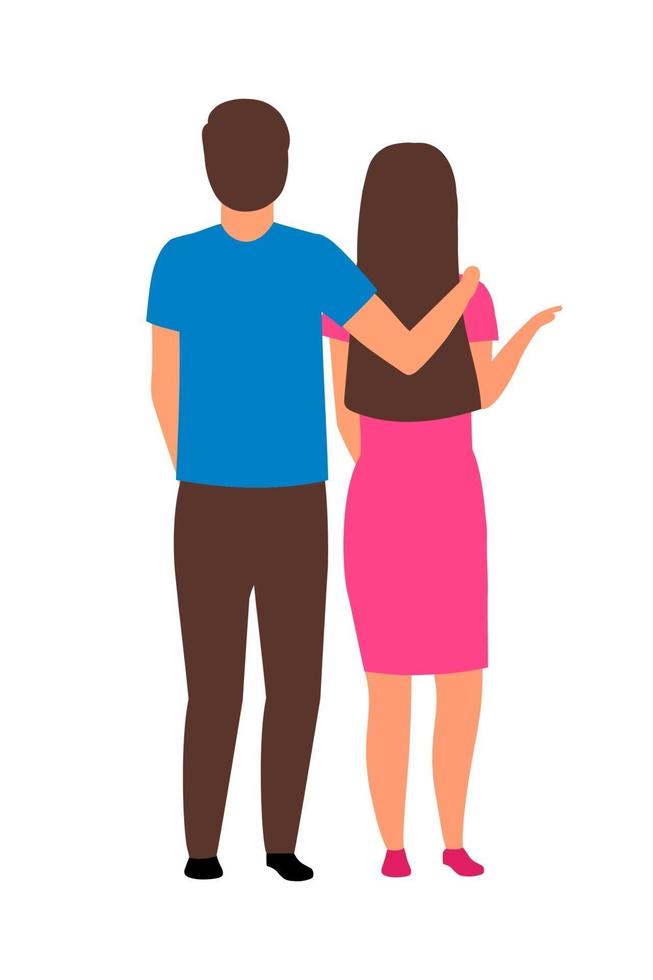 Couple standing together semi flat color vector characters