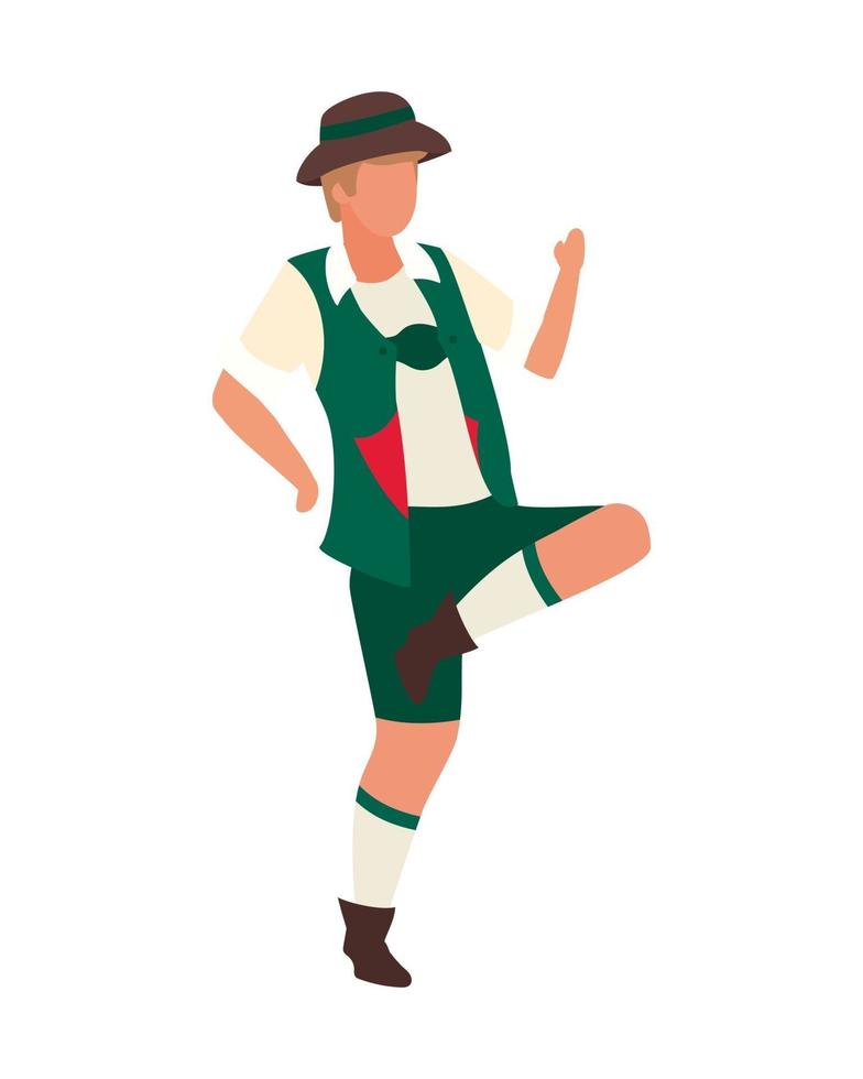 hombre bailando en lederhosen carácter vectorial de color semi plano vector