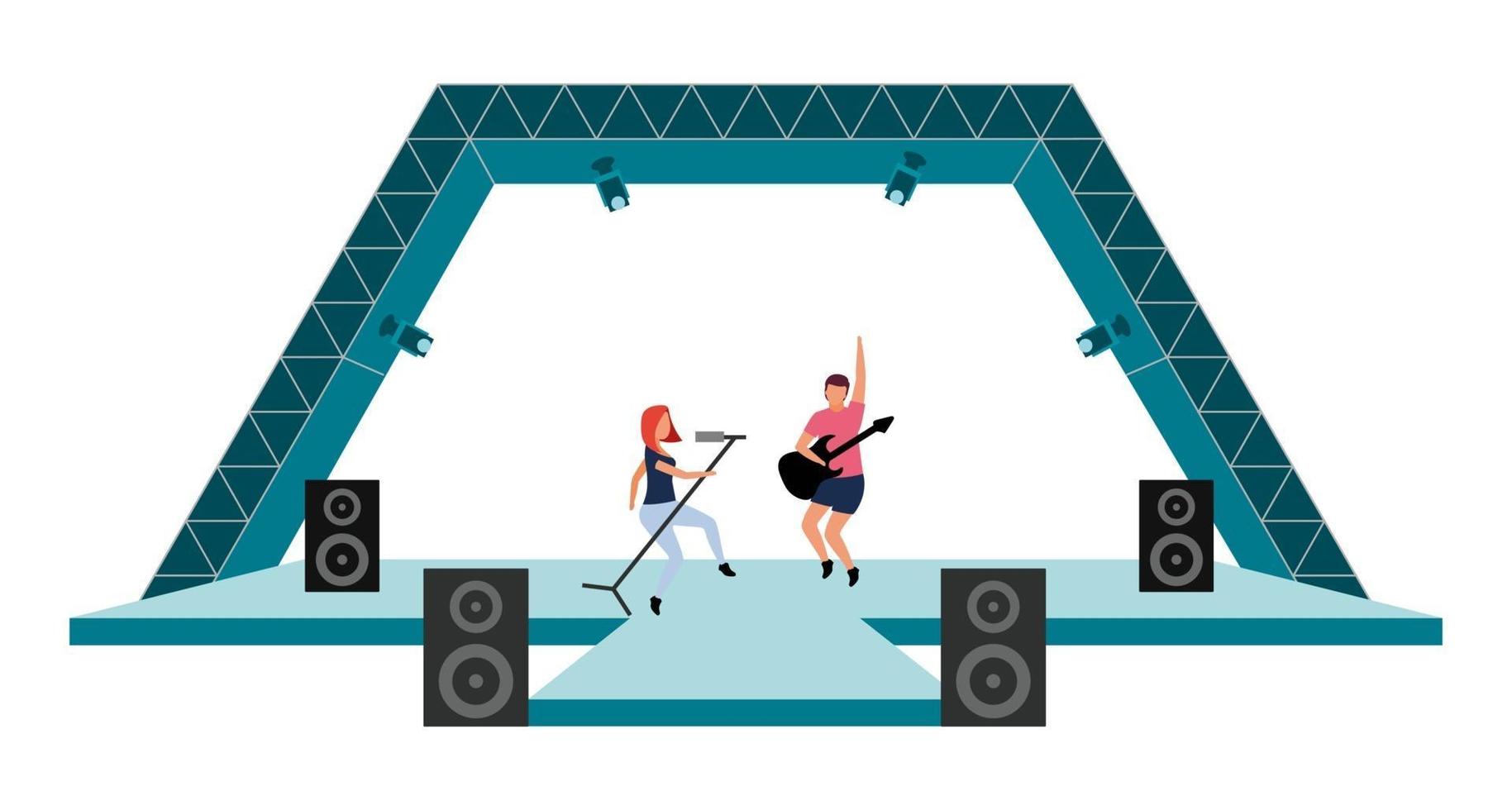 Live music event flat concept vector illustration