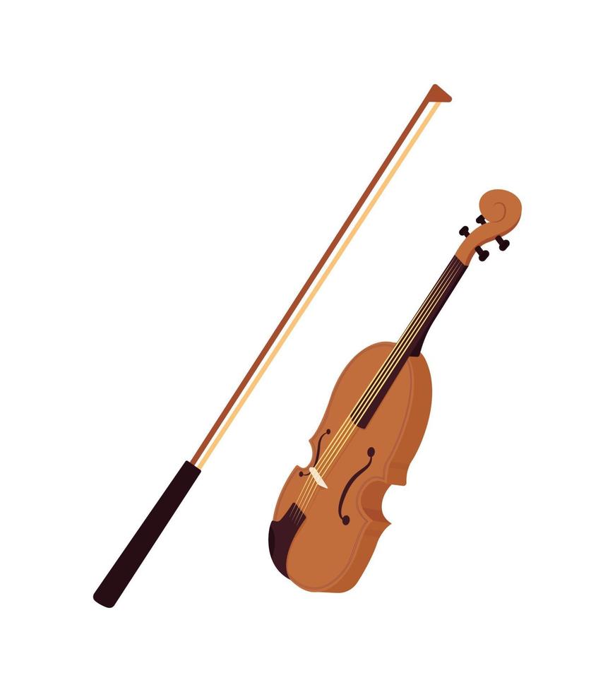 Violin with bow semi flat color vector object