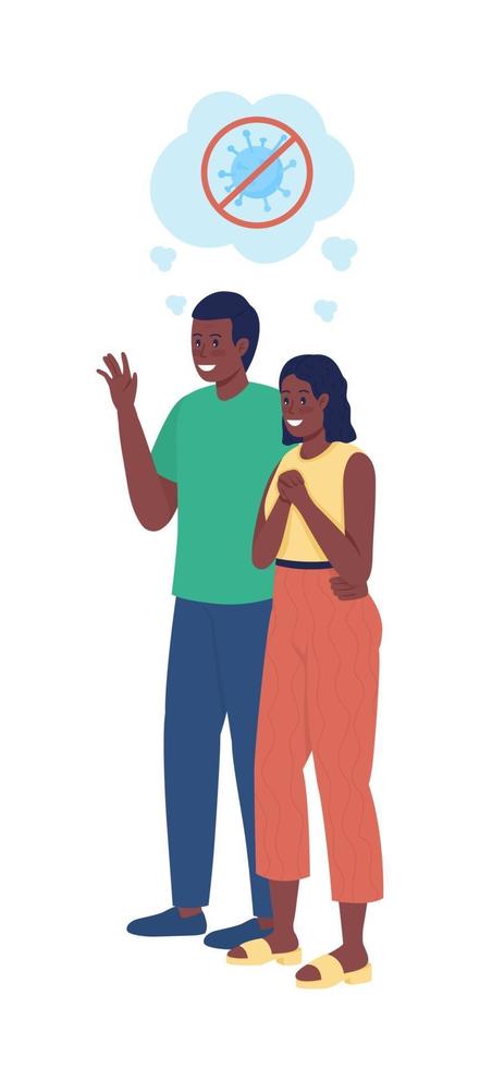 Couple not afraid of covid semi flat color vector character