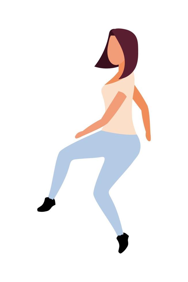 Dancing woman semi flat color vector character