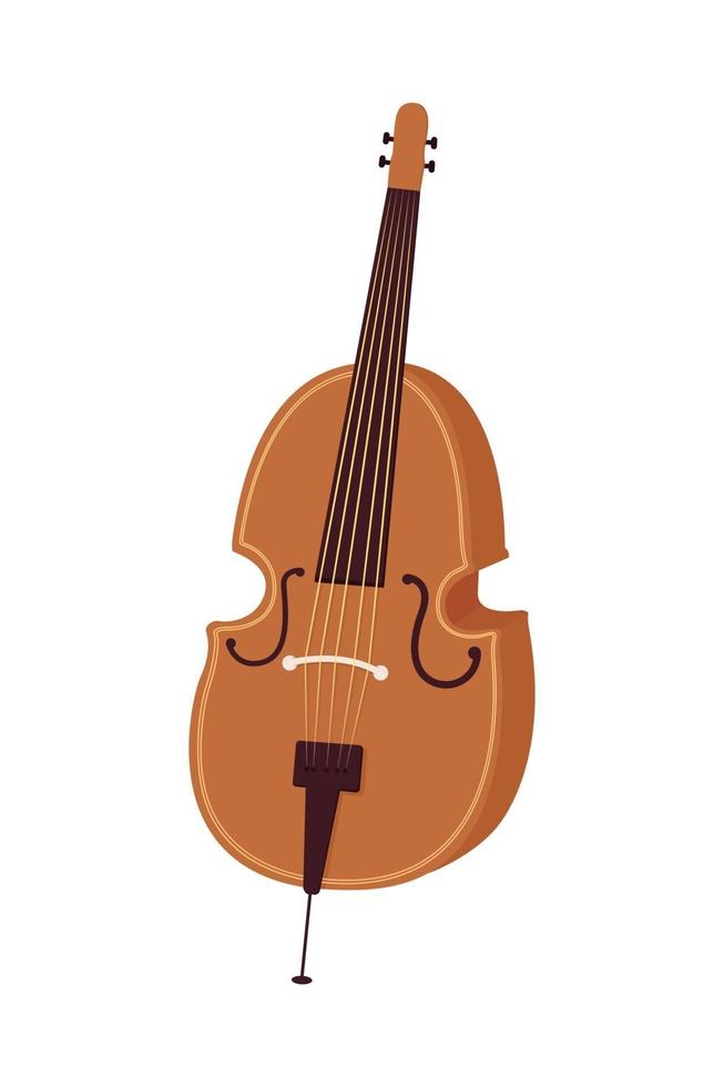 Instrumento musical de violonchelo objeto vectorial de color semi plano vector