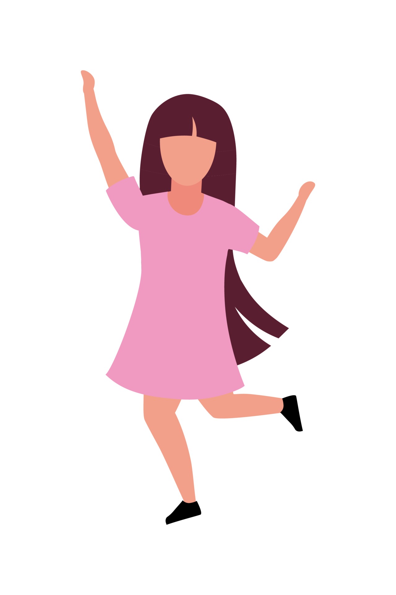 Little girl jumping for joy semi flat color vector character 3431371