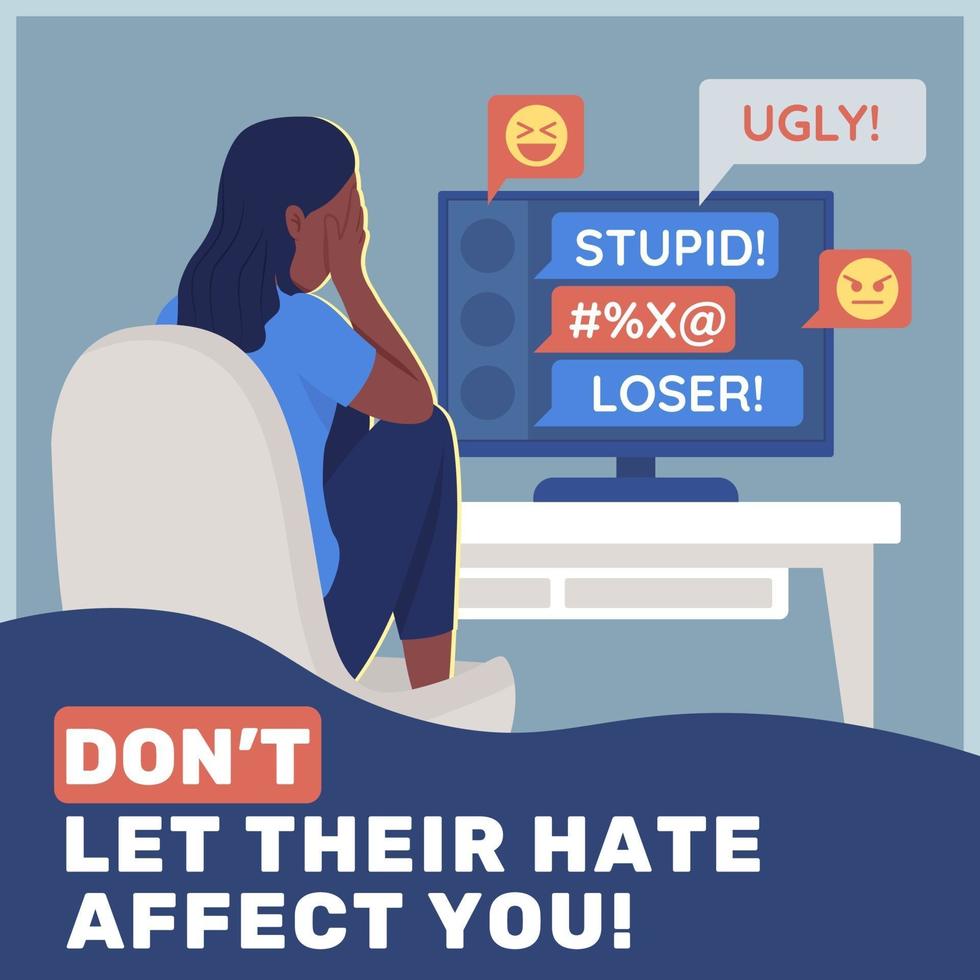 Cyberbullying prevention social media post mockup vector