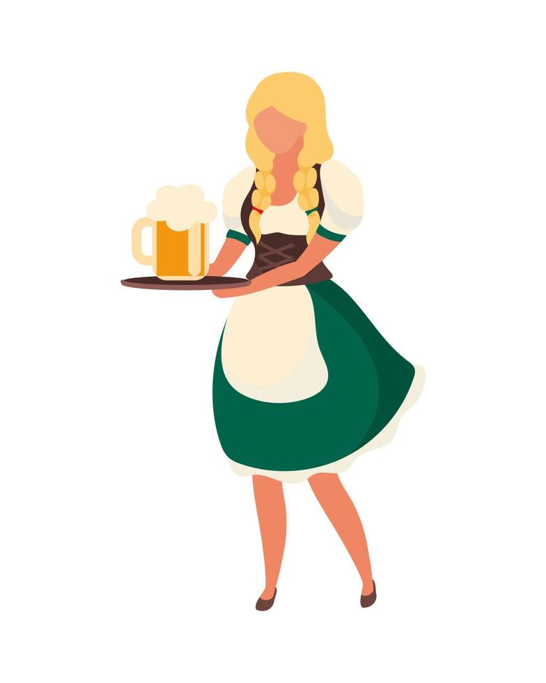 Barmaid wearing authentic outfit semi flat color vector character