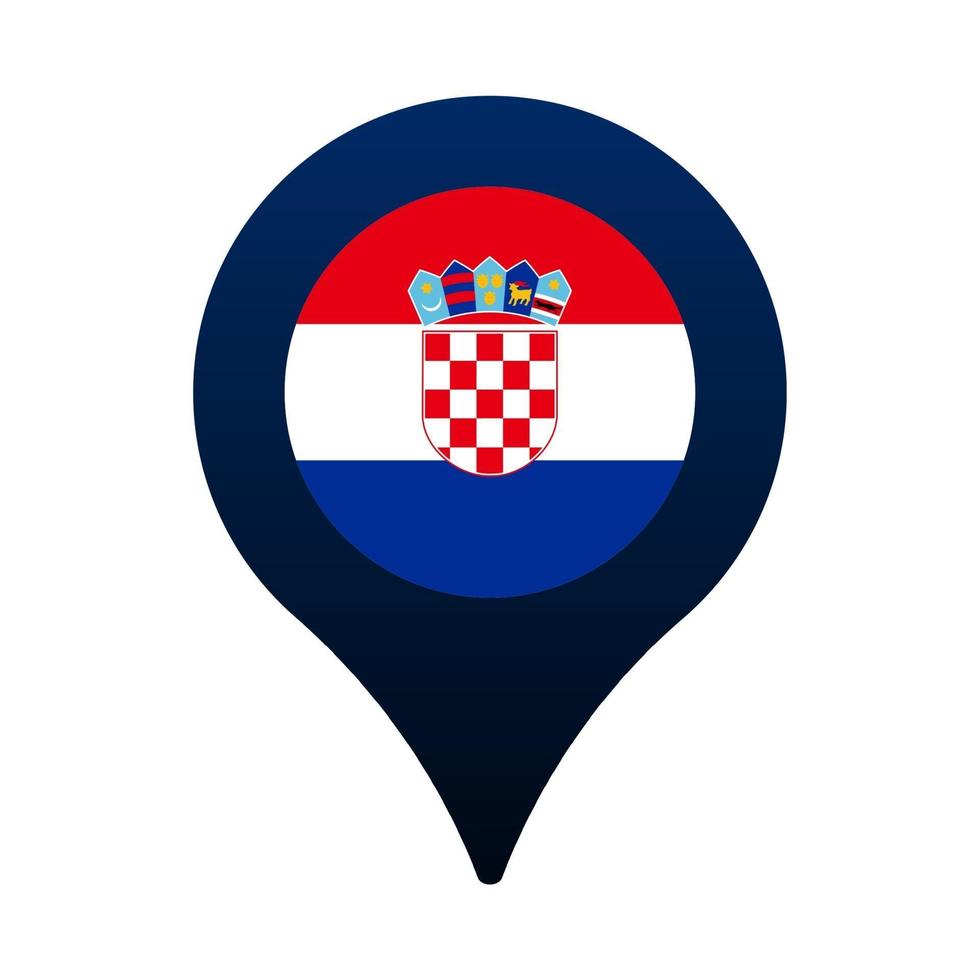 croatia flag and map pointer icon vector