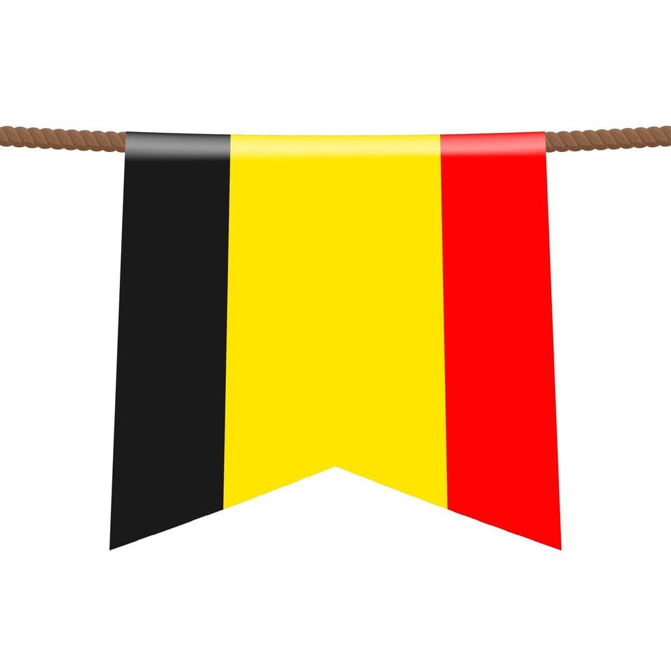 belgium national flags hangs on the rope vector