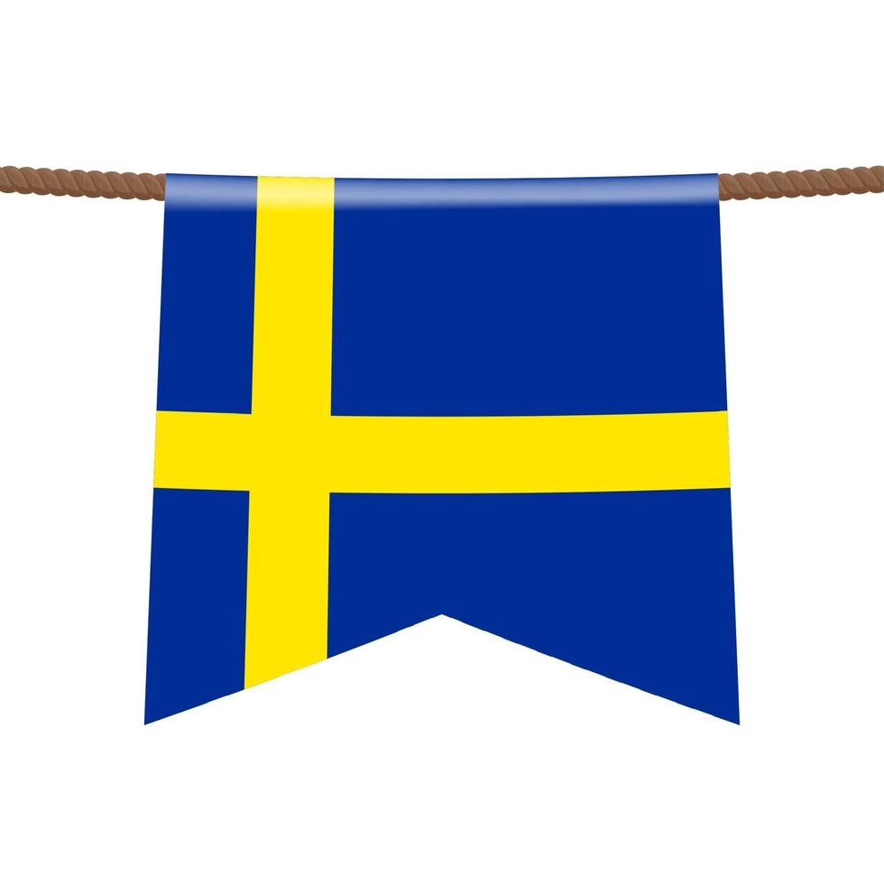 sweden national flags hangs on the rope vector