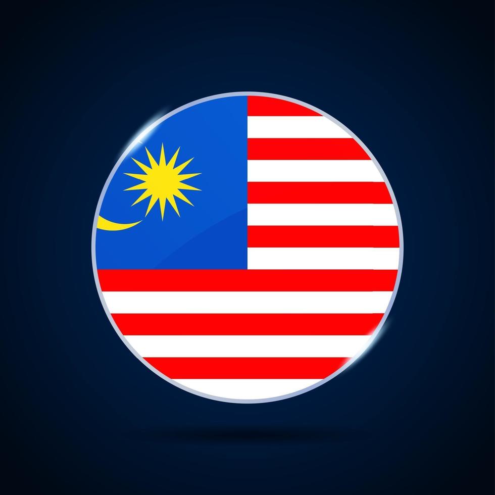 icono de botón de círculo de bandera nacional de malasia vector