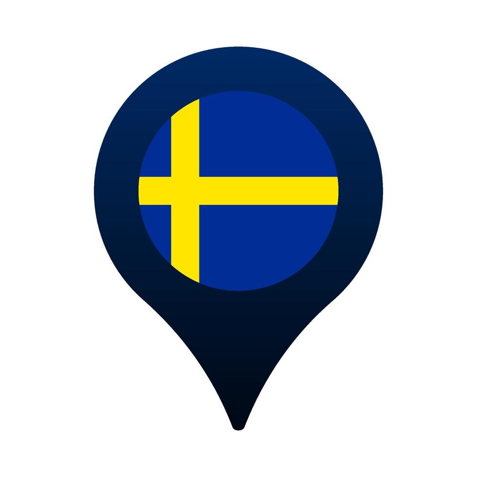 icono de puntero de mapa y bandera de Suecia vector