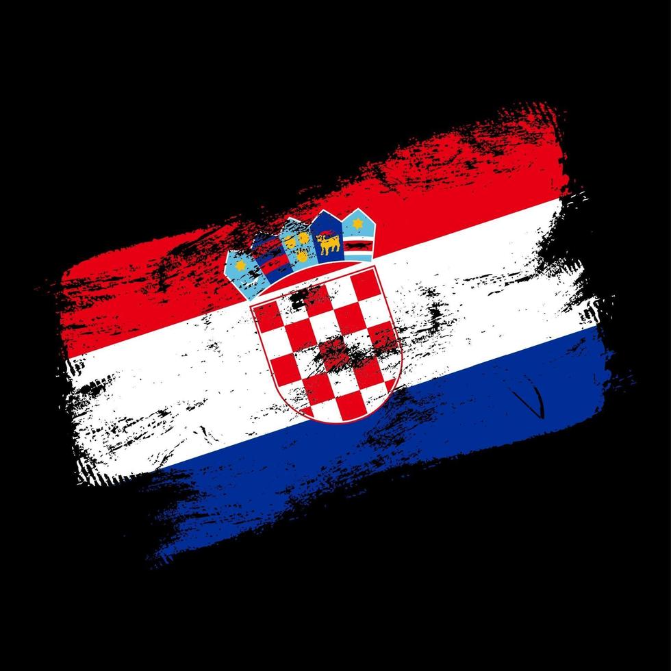 bandera de croacia, grunge, cepillo, plano de fondo vector