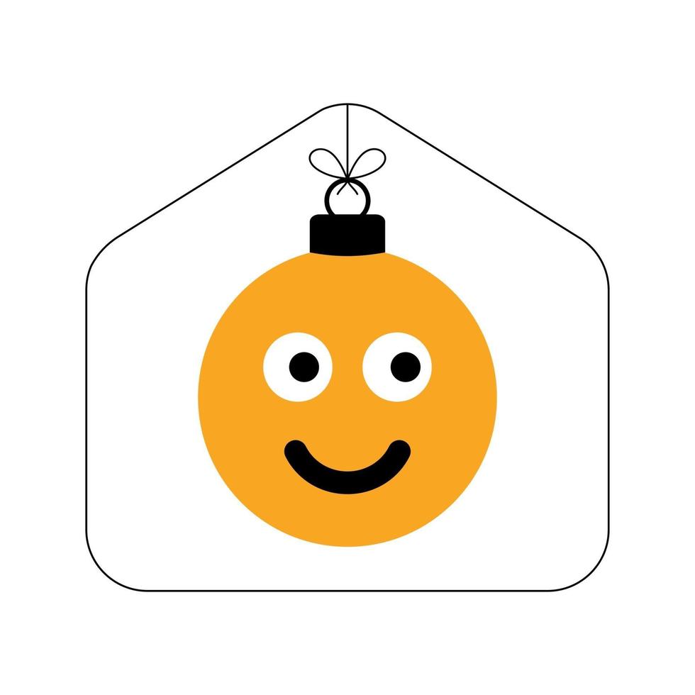 ilustración plana de navidad en casa con cara de sonrisa emoji vector