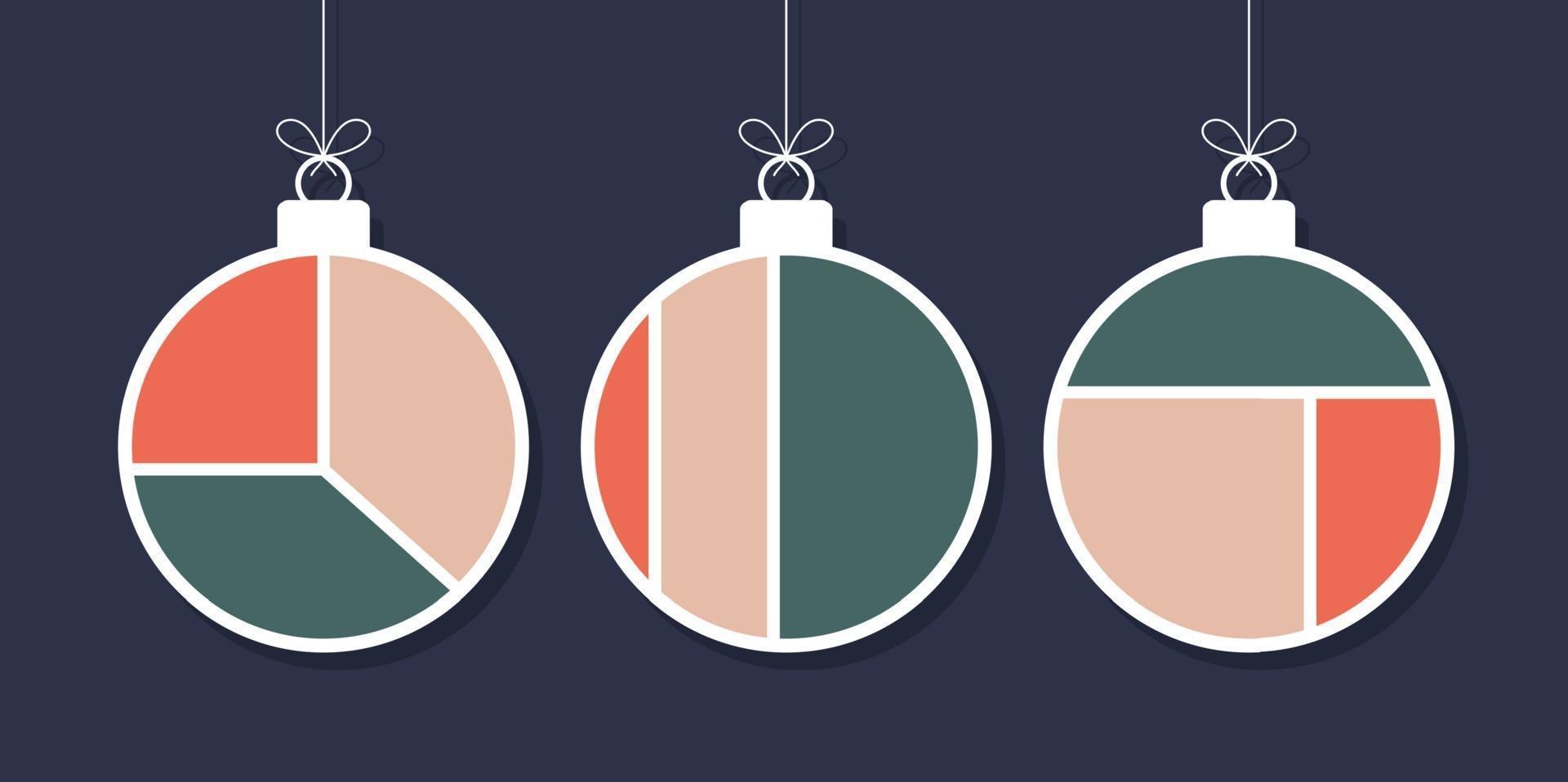 Conjunto de bolas de Navidad decorativas de arte moderno aislado vector