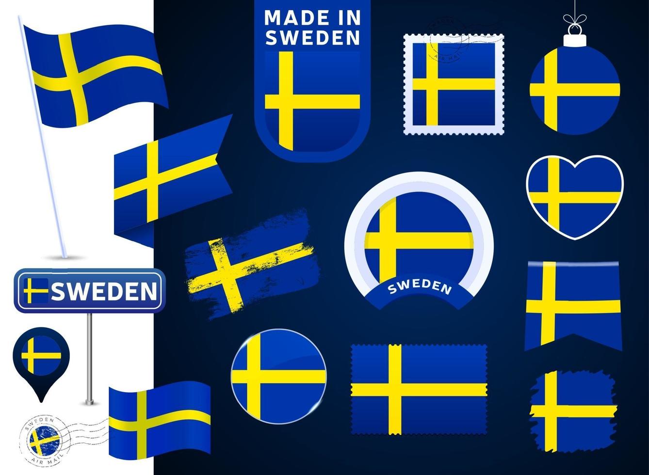 sweden flag vector collection