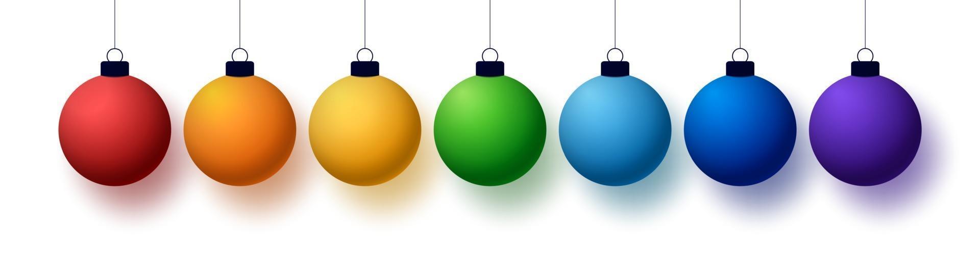 Christmas rainbow balls set isolated on white vector