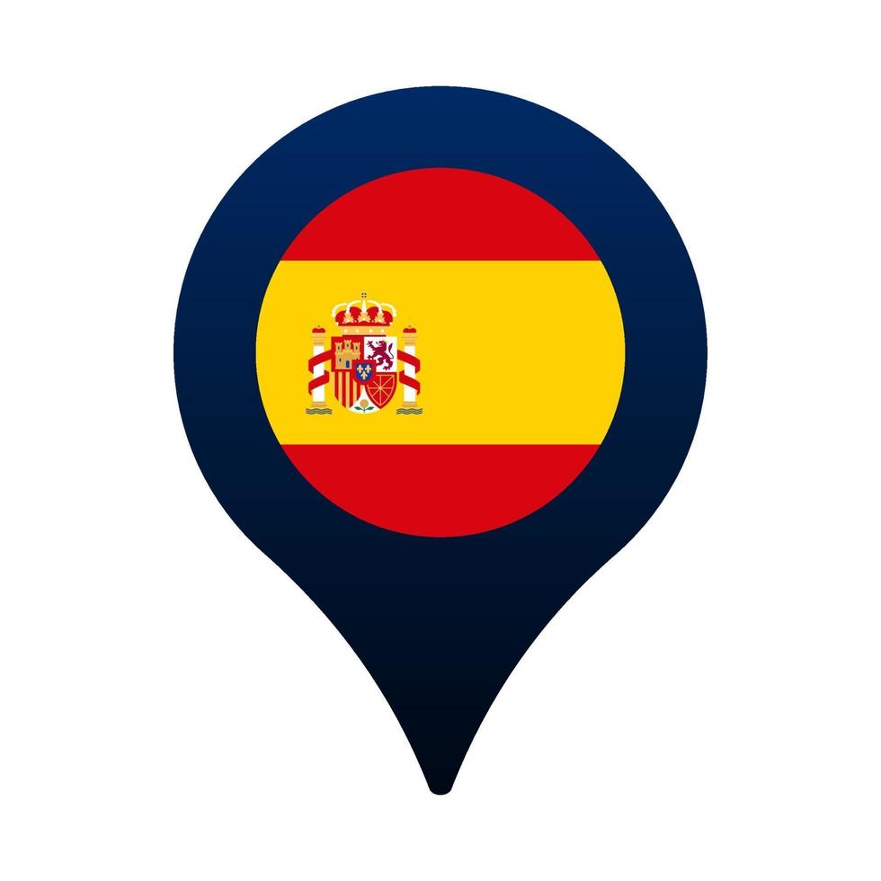 bandera de españa y el icono de puntero del mapa. vector