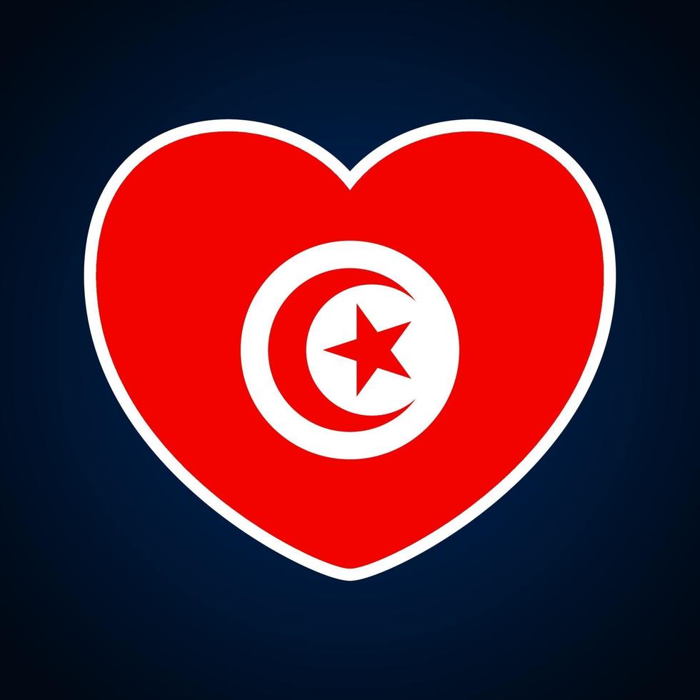 tunisia flag in a shape of heart. vector
