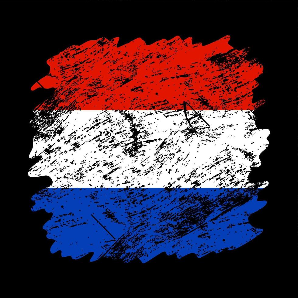 Fondo de pincel de grunge de bandera de Holanda. vector