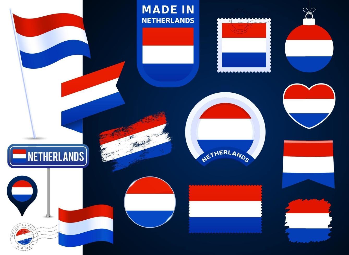 netherlands flag vector collection.