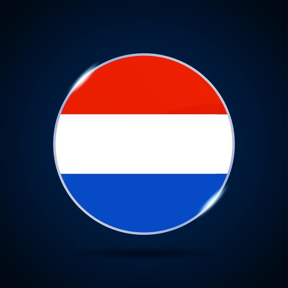 Icono de botón de círculo de bandera nacional de Holanda. vector