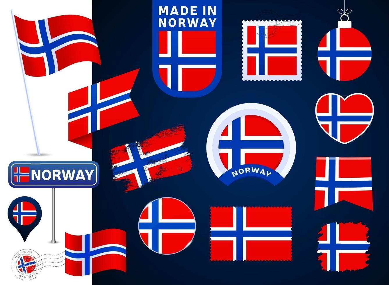 norway flag vector collection.
