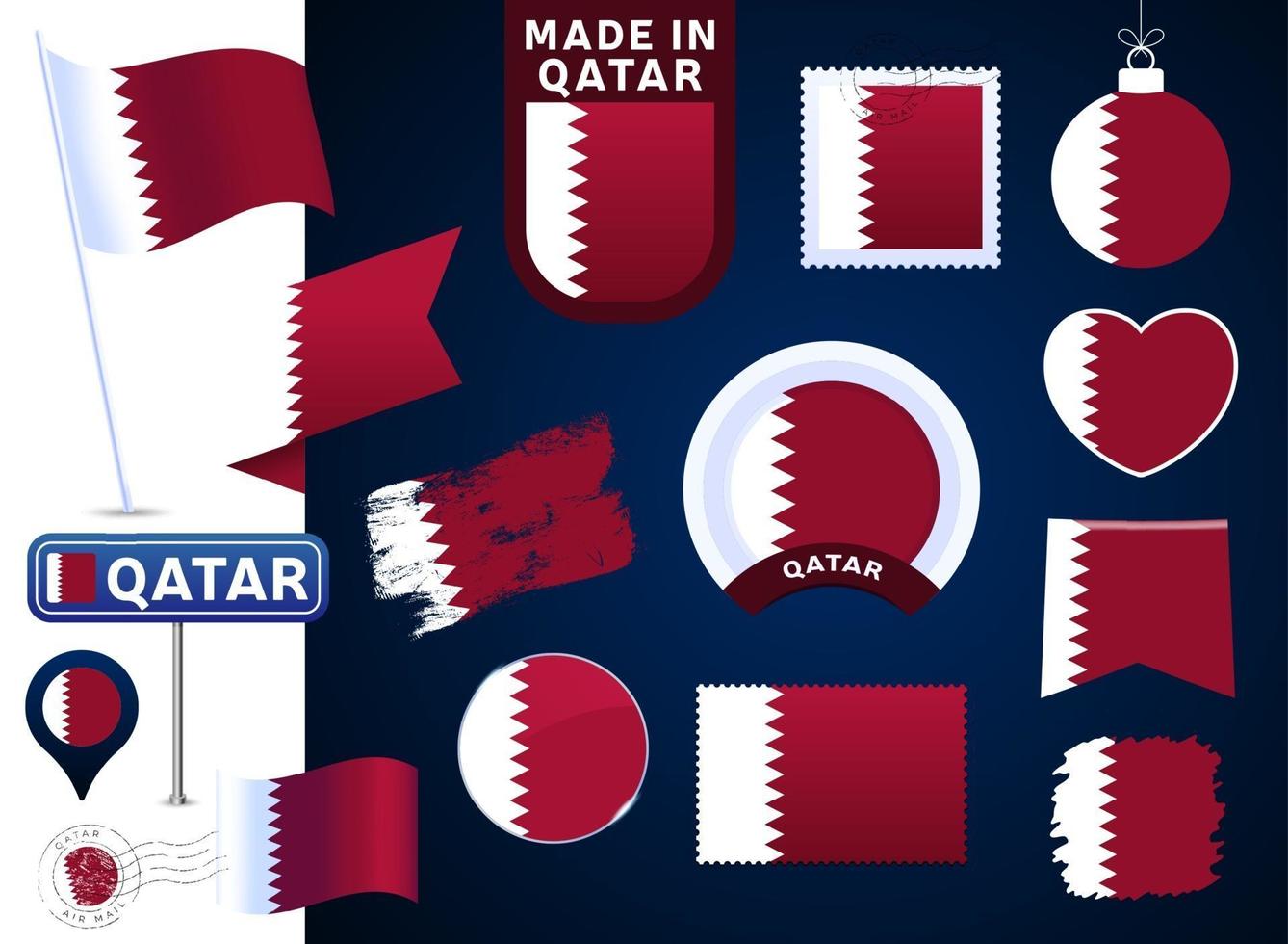 qatar flag vector collection.