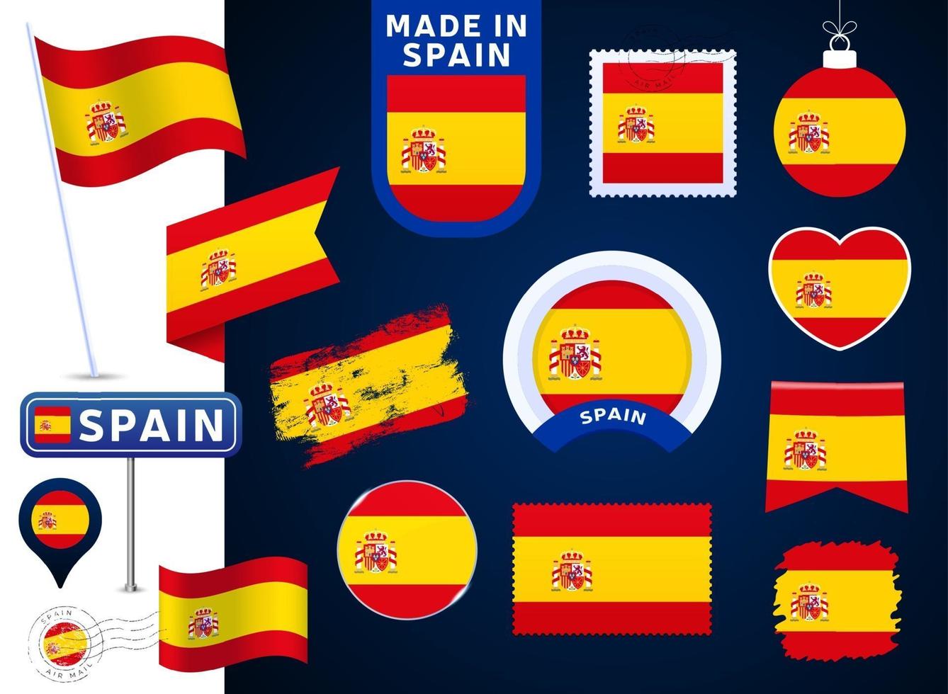 spain flag vector collection.