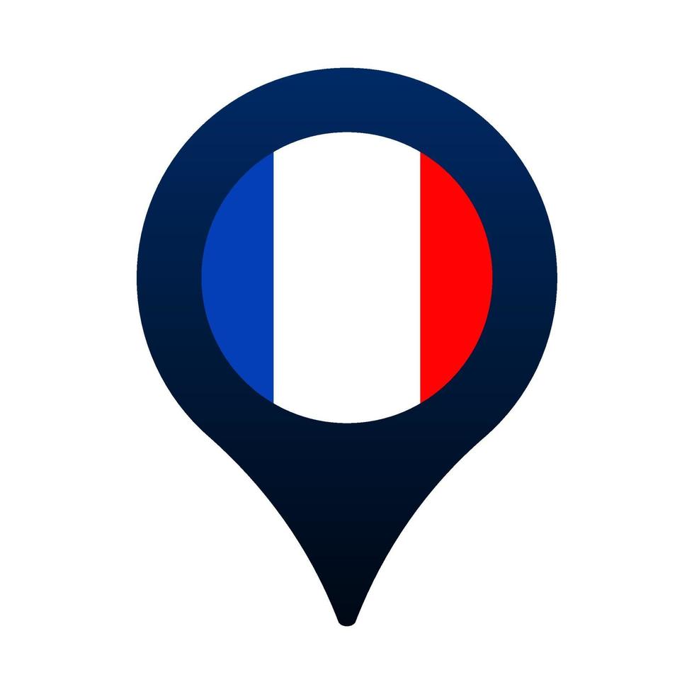 france flag and map pointer icon. vector