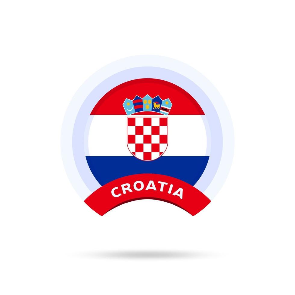 icono de botón de círculo de la bandera nacional de Croacia. vector