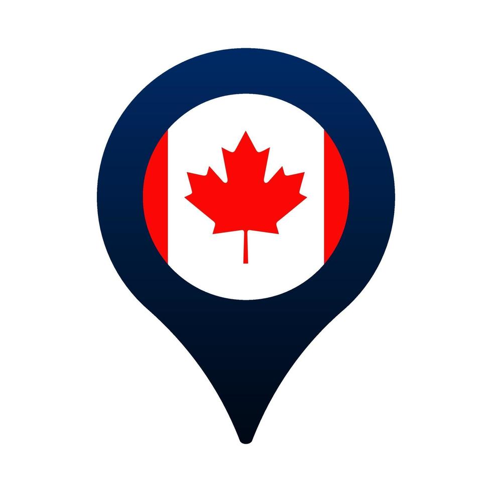 canada flag and map pointer icon. vector