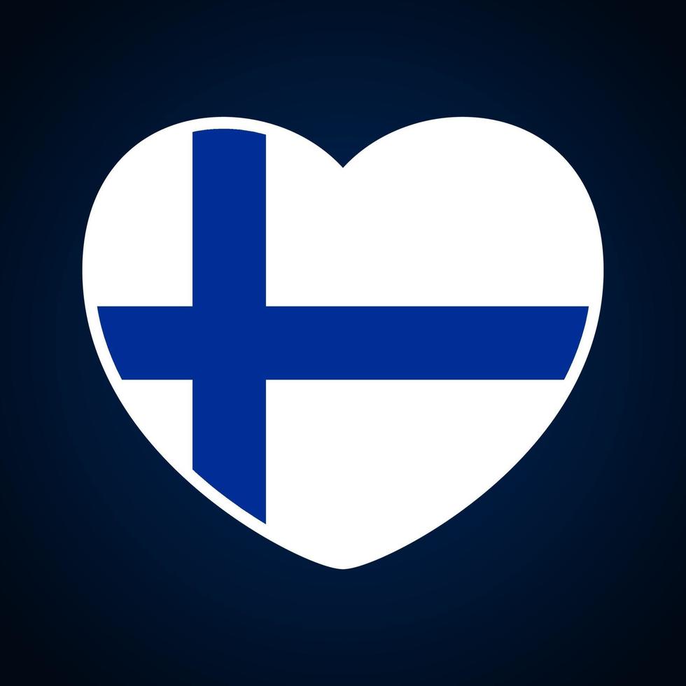 bandera de finlandia en forma de corazón. vector