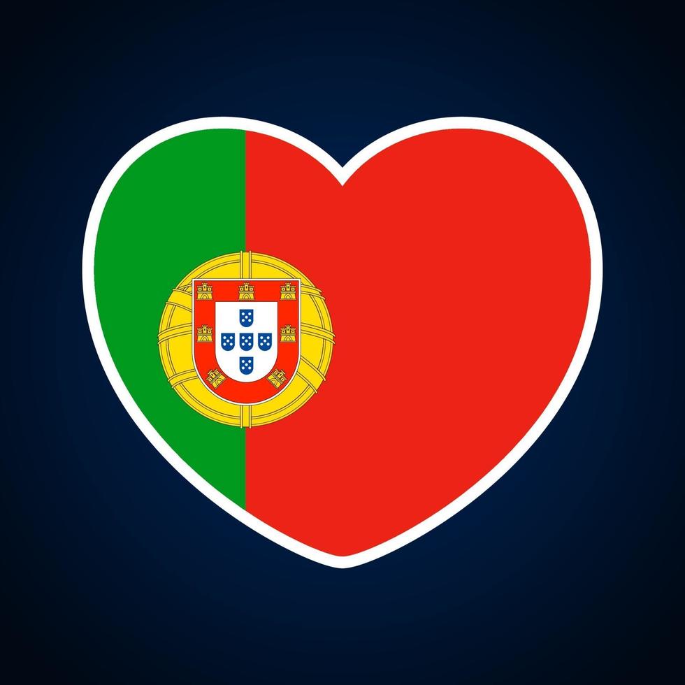 portugal flag in a shape of heart vector