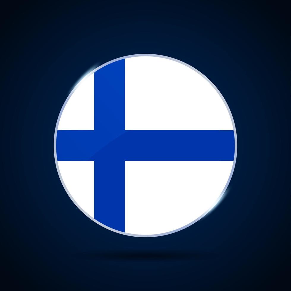icono de botón de círculo de la bandera nacional de Finlandia vector