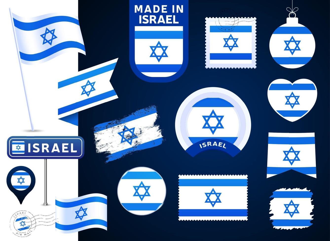 colección de vectores de la bandera de israel.