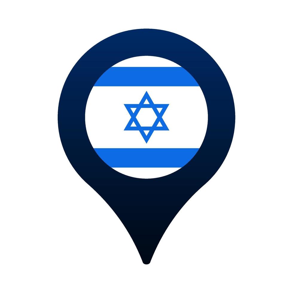 icono de puntero de mapa y bandera de israel vector