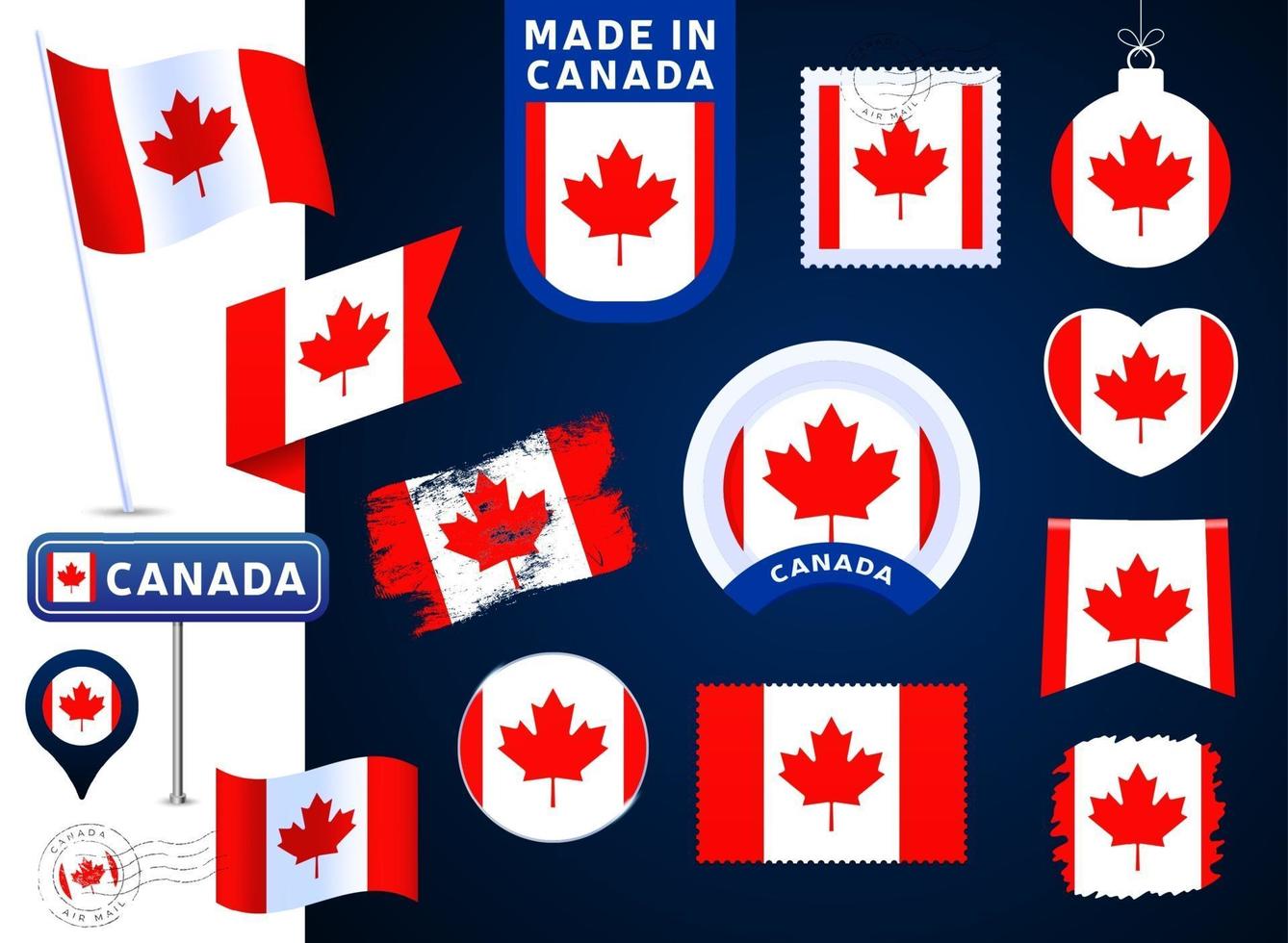canada flag vector collection.