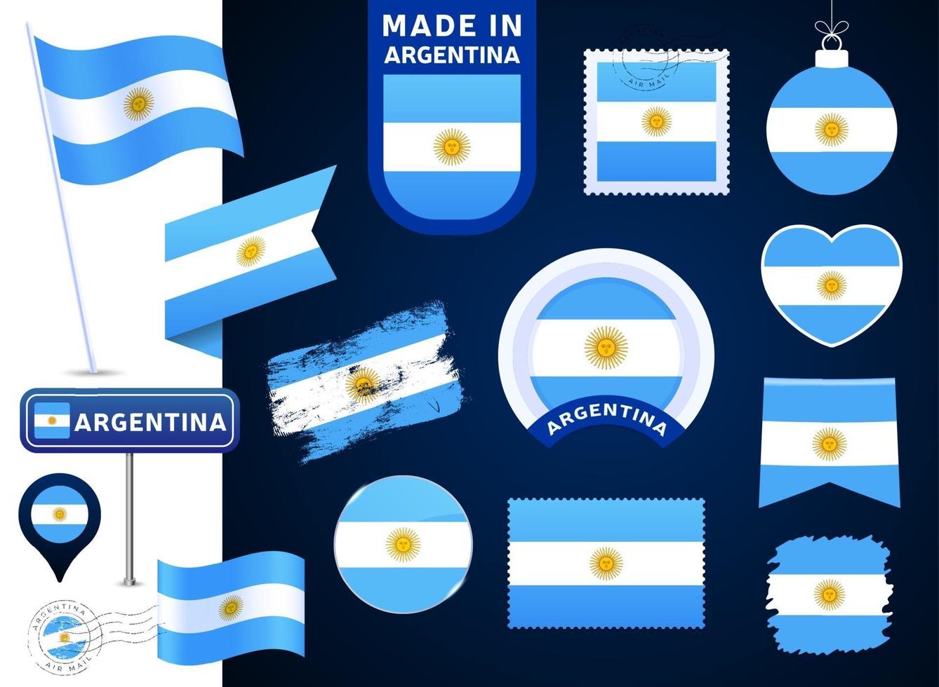 argentina flag vector collection.