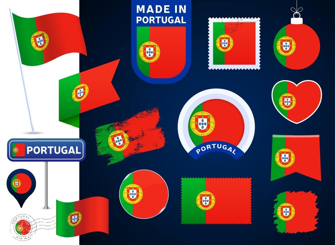 portugal flag vector collection.