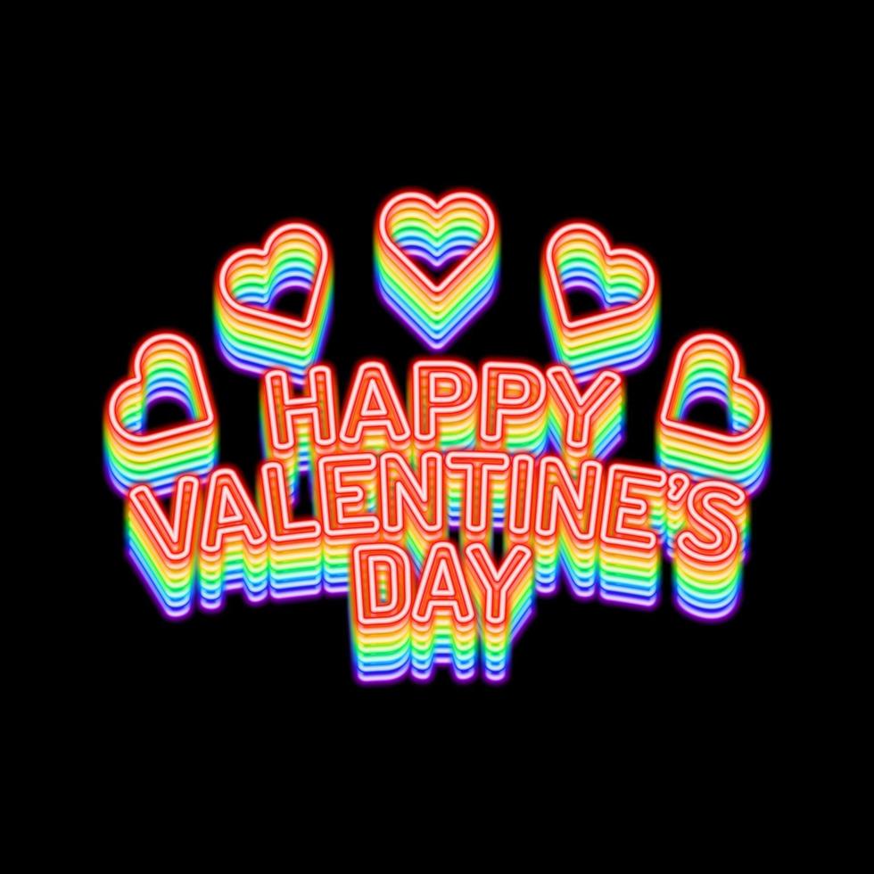 rainbow happy valentine day vector
