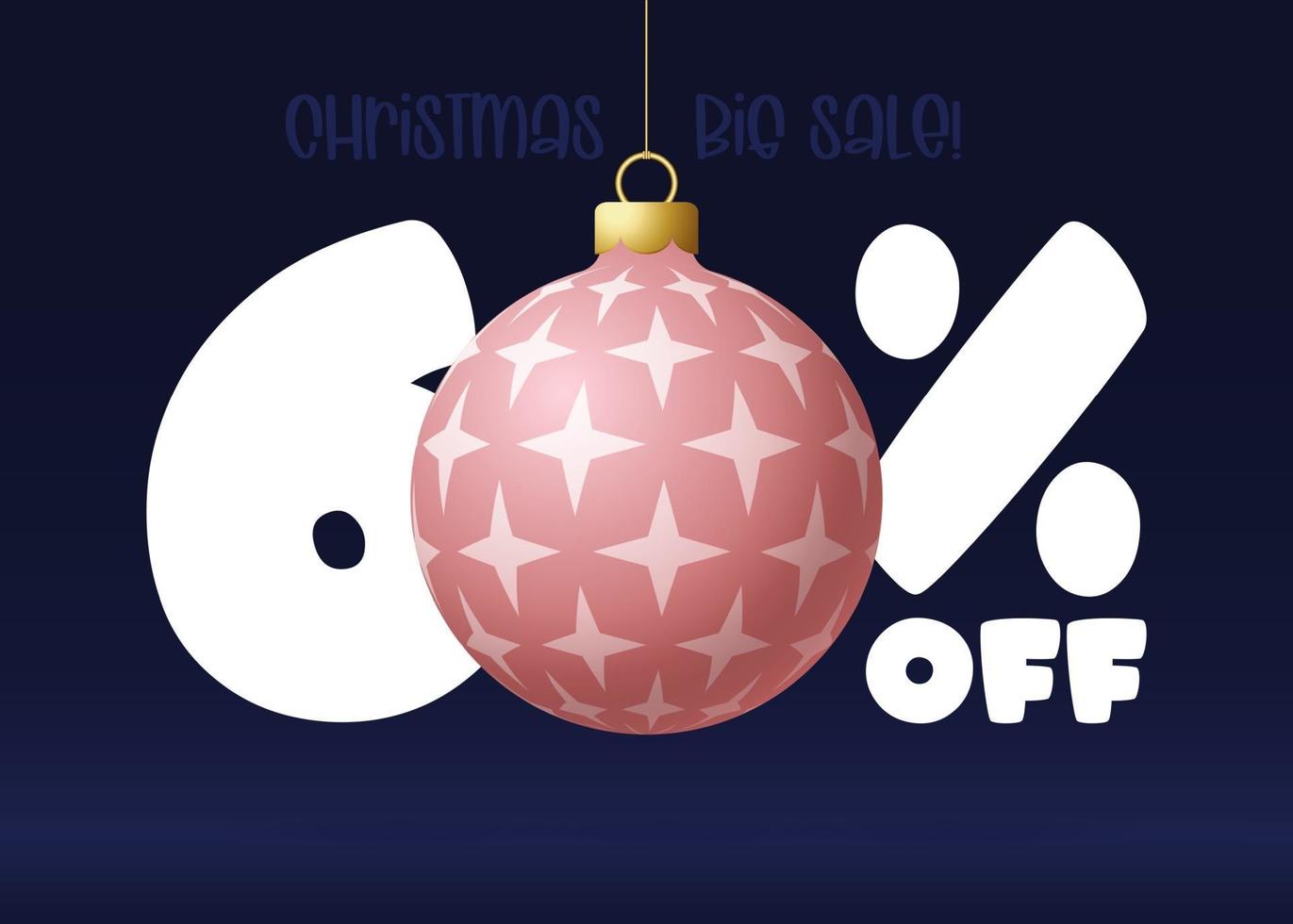 Merry christmas big Sale banner. Christmas Sale 60 percent off banner vector