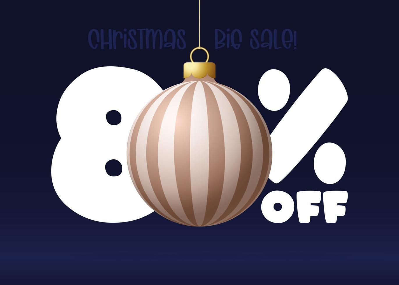 Merry christmas big Sale banner. Christmas Sale 80 percent off banner vector