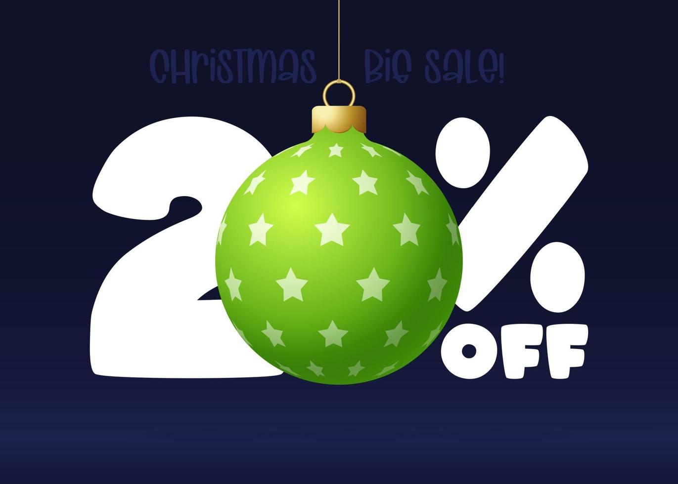 Merry christmas big Sale banner. Christmas Sale 20 percent off banner vector